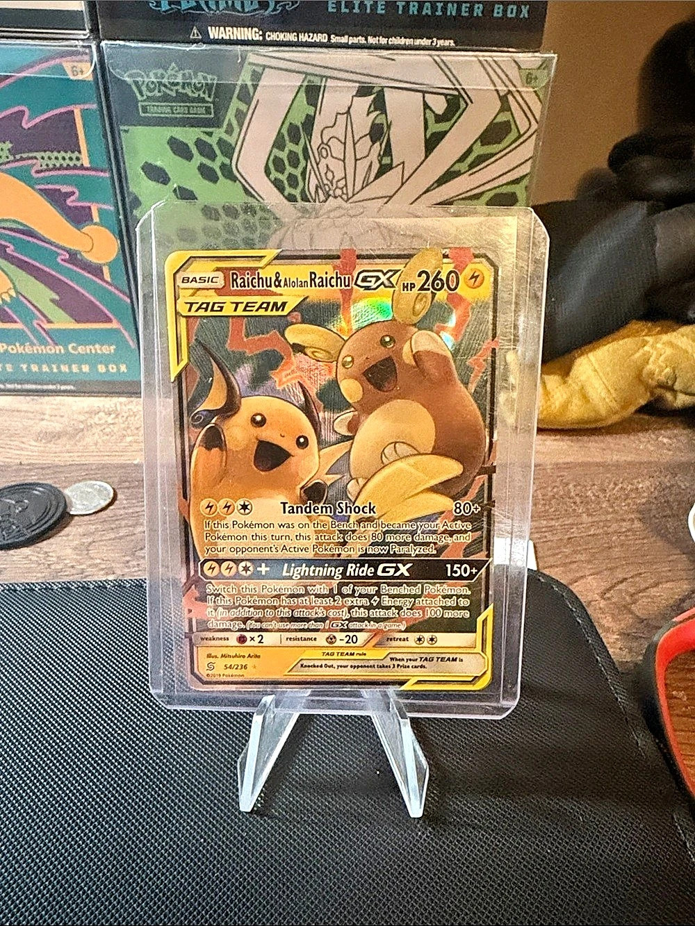 Pokémon Raichu & Alolan Raichu-GX Tag Team Trading Card